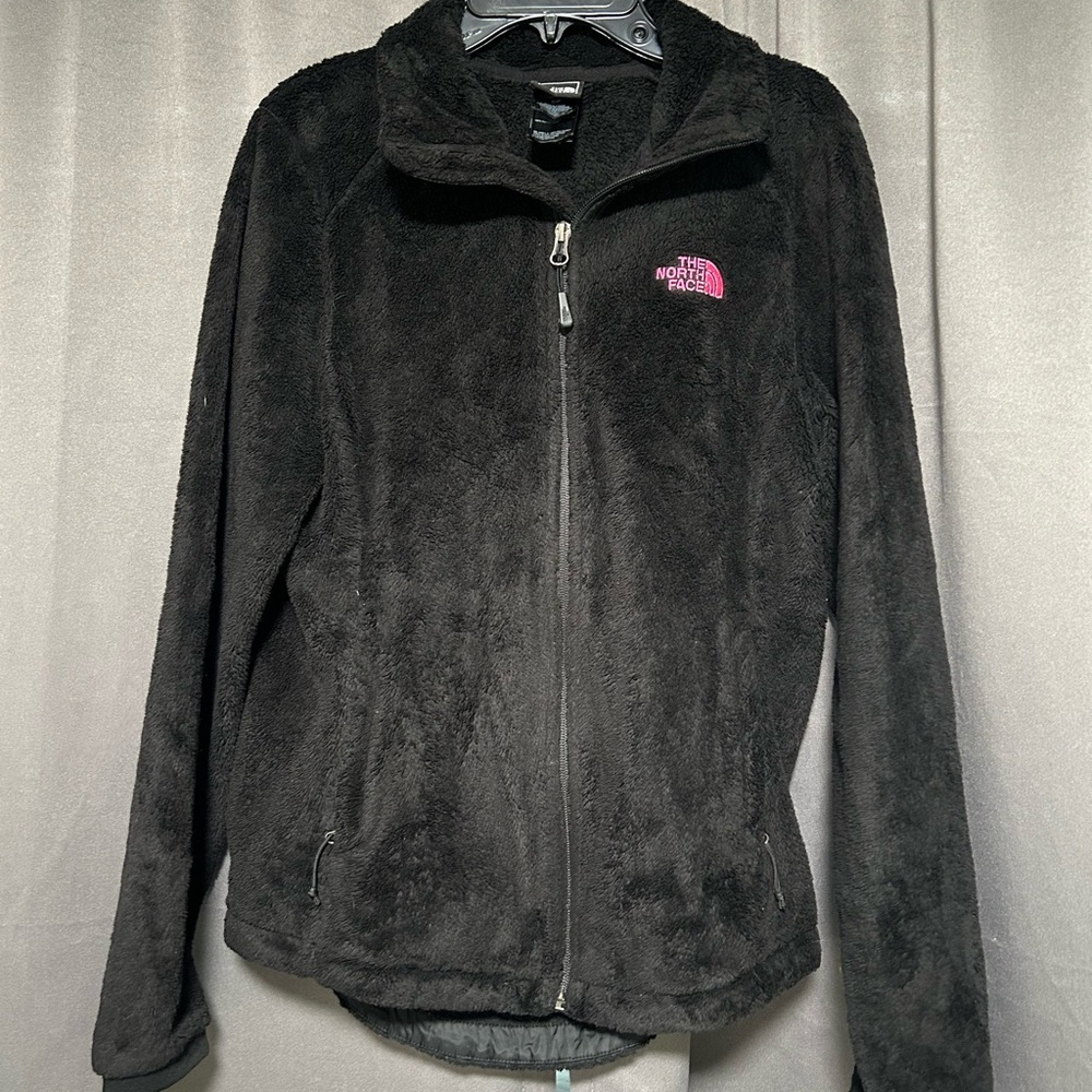 The North Face Women's Black Teddy Jacket with Pink Logo